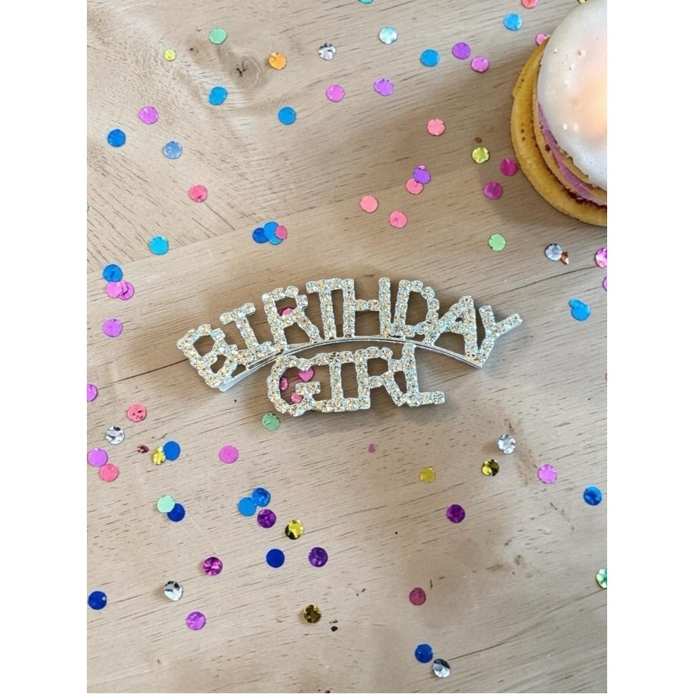 "Birthday Girl" Rhinestone Pin Brooch - Silver‎ Sparkle
